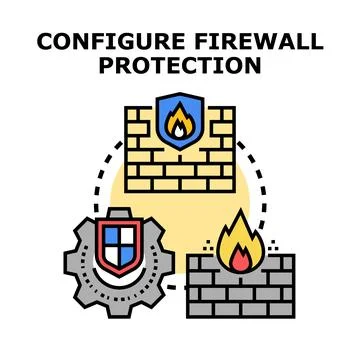 Configuring firewall protection for digital cyber security Stock Illustration