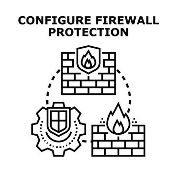 Configuring firewall protection for digital cyber security Stock Illustration