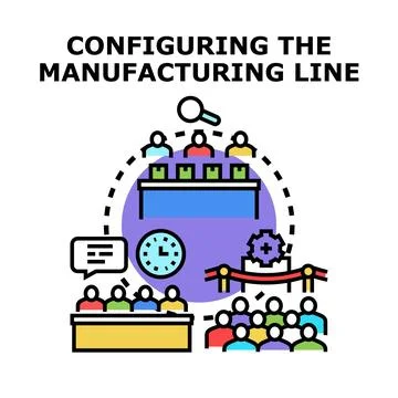 Configuring manufacturing line for production process optimization イラスト素材