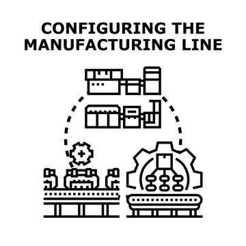 Configuring manufacturing line system for production optimization Illustrazione stock