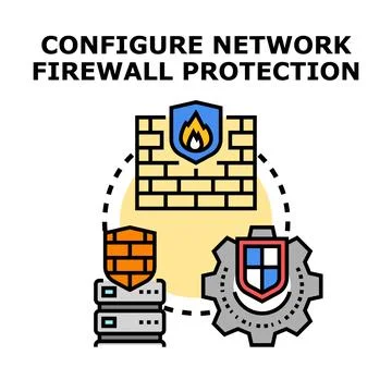 Configuring network firewall protection system concept vector Stock Illustration
