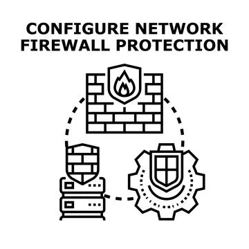 Configuring network firewall protection system concept vector Stock Illustration