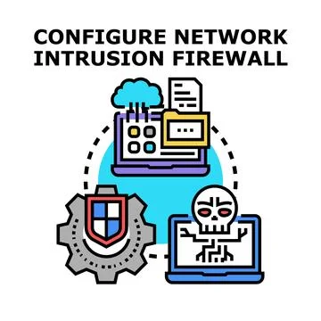 Configuring network intrusion firewall system security concept Stock Illustration
