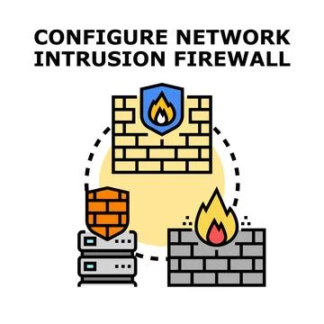 Configuring network intrusion firewall system for cybersecurity protection Stock Illustration