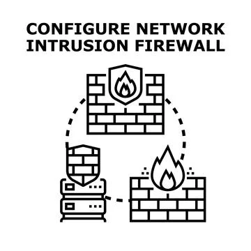 Configuring network intrusion firewall system for cybersecurity protection Stock Illustration