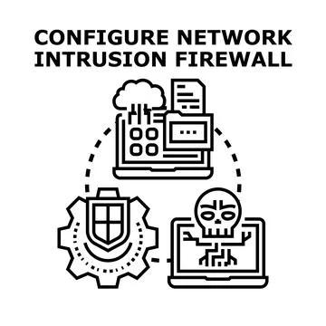 Configuring network intrusion firewall system security concept Stock Illustration