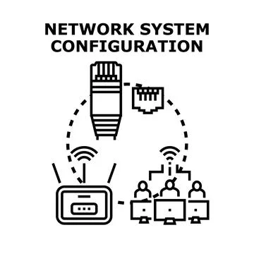 Configuring network system for internet and data connection Stock Illustration