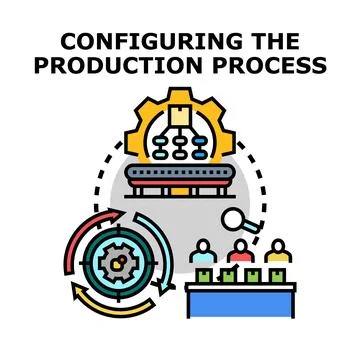 Configuring production process settings and workflow optimization Illustrazione stock