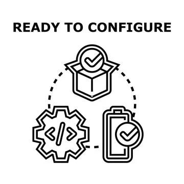 Configuring products, settings, and updates for system setup Stock Illustration