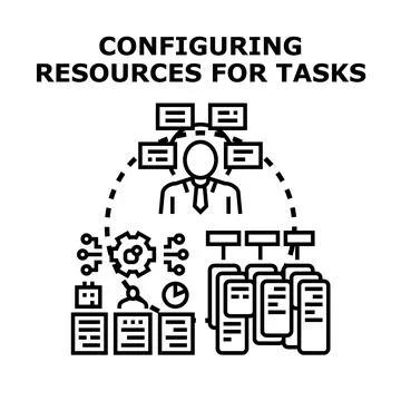 Configuring resources for effective task management Stock Illustration