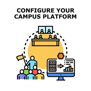 Configuring robust campus platform for collaborative education and management Stock Illustration