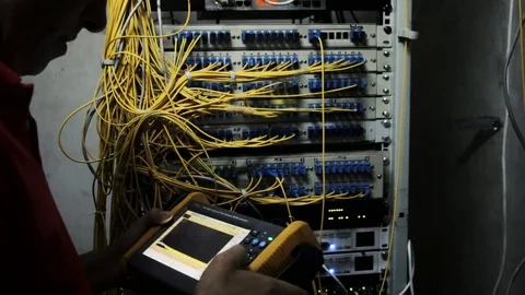 Configuring server station hardware. Stock Footage 101244453