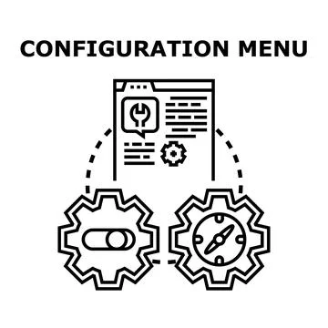 Configuring system settings and options on menu interface Stock Illustration