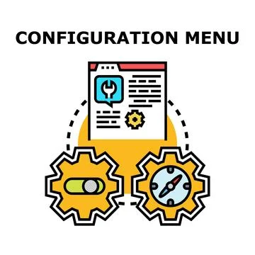 Configuring system settings and options on menu interface Illustrazione stock