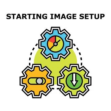 Configuring system settings starting image setup process 스톡 일러스트