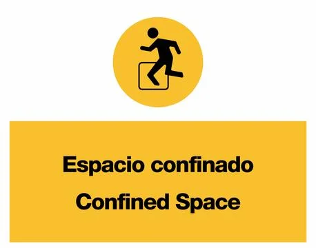 Confined Space Construction Yellow Warning Signage Set Stock Illustration