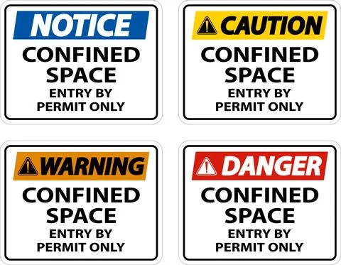 Confined Space Entry By Permit Only Sign Stock Illustration