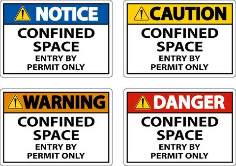 Confined Space Entry By Permit Only Sign Stock Illustration