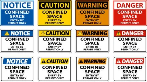 Confined Space Entry By Permit Only Sign Stock Illustration