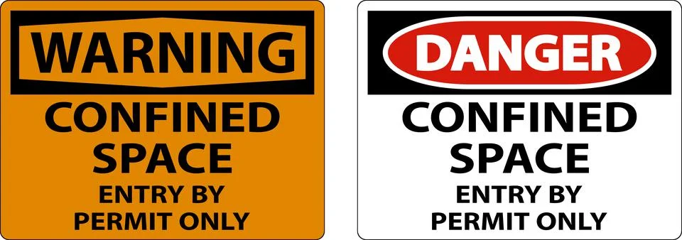 Confined Space Entry By Permit Only Sign Stock Illustration