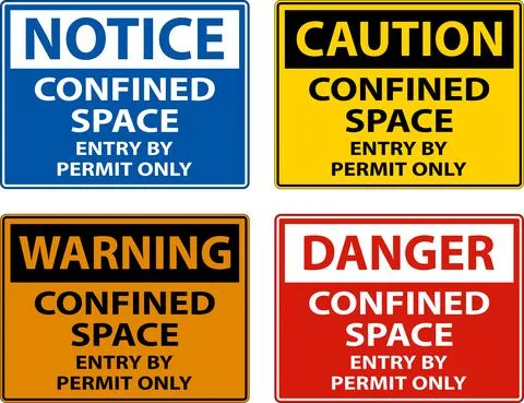 Confined Space Entry By Permit Only Sign Stock Illustration