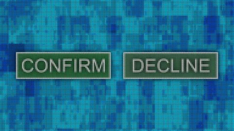 Confirm decline buttons pixel computer s... | Stock Video | Pond5