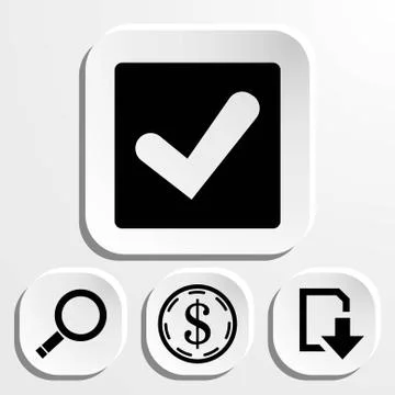 Confirm icons; vector illustration. Flat design style Stock Illustration
