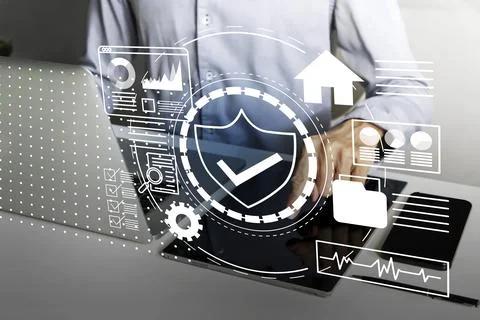 Confirm the security of smart home systems, manage inside the home, in term.. Stock Photos