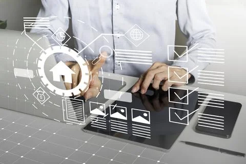 Confirm the security of smart home systems, manage inside the home, in term.. Stock Photos