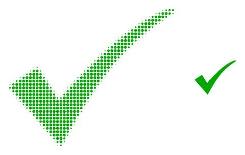 Confirm Tick Halftone Dotted Icon Stock Illustration