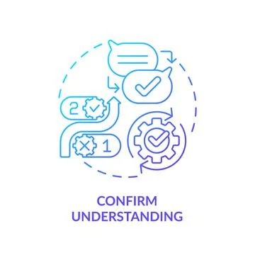 Confirm understanding blue gradient concept icon Stock Illustration