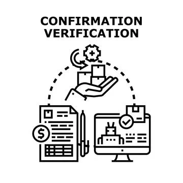 Confirmation and verification process for online orders Illustrazione stock