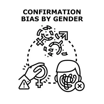 Confirmation bias by gender concept development illustration Stock Illustration