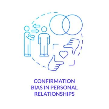 Confirmation bias in relationships blue gradient concept icon Ilustración de archivo
