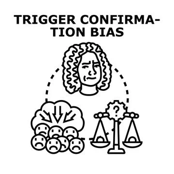 Confirmation bias triggering an individual's decision making Stock Illustration