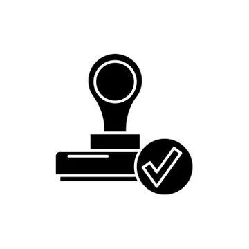 The confirmation black icon, vector sign on isolated background. The Stock Illustration