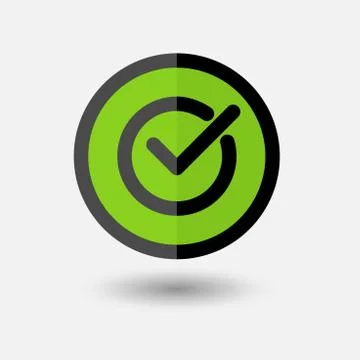 Confirmation check mark, consent icon on white background. Vector illustratio Illustrazione stock