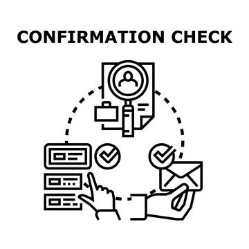 Confirmation check validating online registration process Stock Illustration