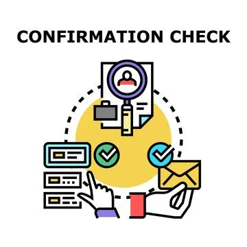 Confirmation check validating online registration process Stock Illustration