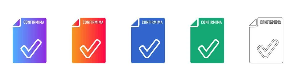 Confirmation Checklist Document Icon Set 스톡 일러스트