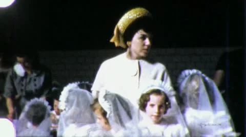 CONFIRMATION DINNER 1st Communion 1960 (Vintage Old Film Home Movie) 5013 Stock Footage