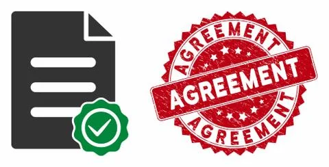 Confirmation Document Icon with Scratched Agreement Stamp Stock Illustration
