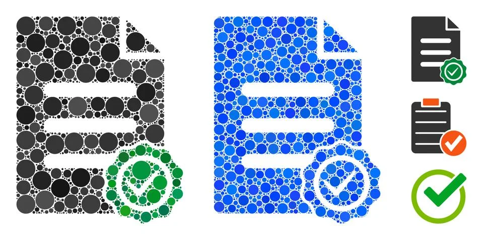 Confirmation Document Mosaic Icon of Circle Dots Stock Illustration