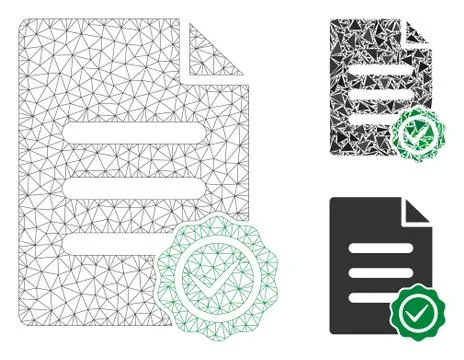Confirmation Document Vector Mesh 2D Model and Triangle Mosaic Icon Stock Illustration
