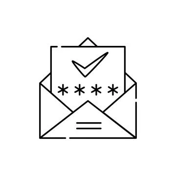 Confirmation email line icon. Isolated vector element. Stock Illustration
