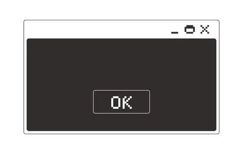 Confirmation ok button monochrome pixel pop-up window Illustrazione stock