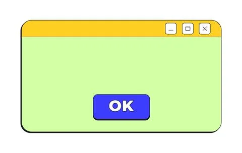 Confirmation ok button neo brutalism pop-up UI window Stock Illustration