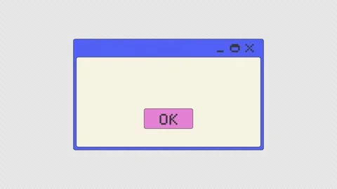 Confirmation ok button pixel art pop-up window UI overlay animation Stock Footage 333308938