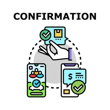 Confirmation process with digital transactions and service ordering Stock Illustration