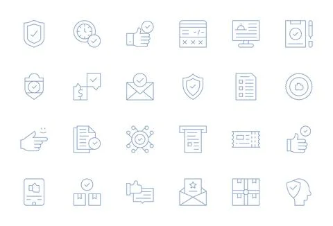 Confirmation Professional Vector Set with 24 Thin Line Grid Fitted 128x128 .. Stock-Illustration